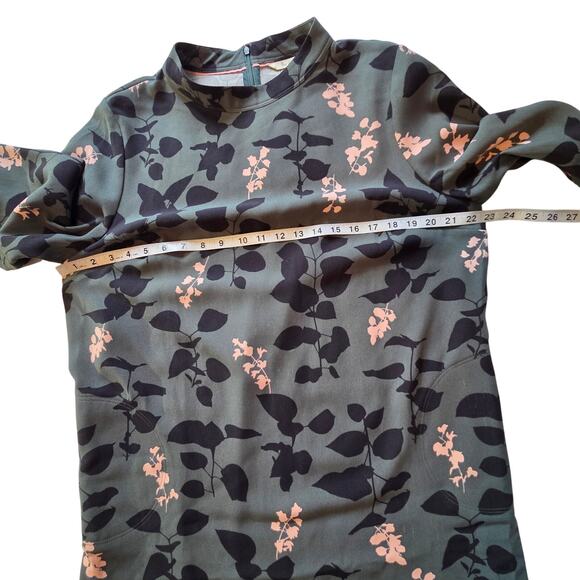 Boden Green Floral Long Sleeve Christobel  Shift Dress sz 14L - Picture 6 of 11